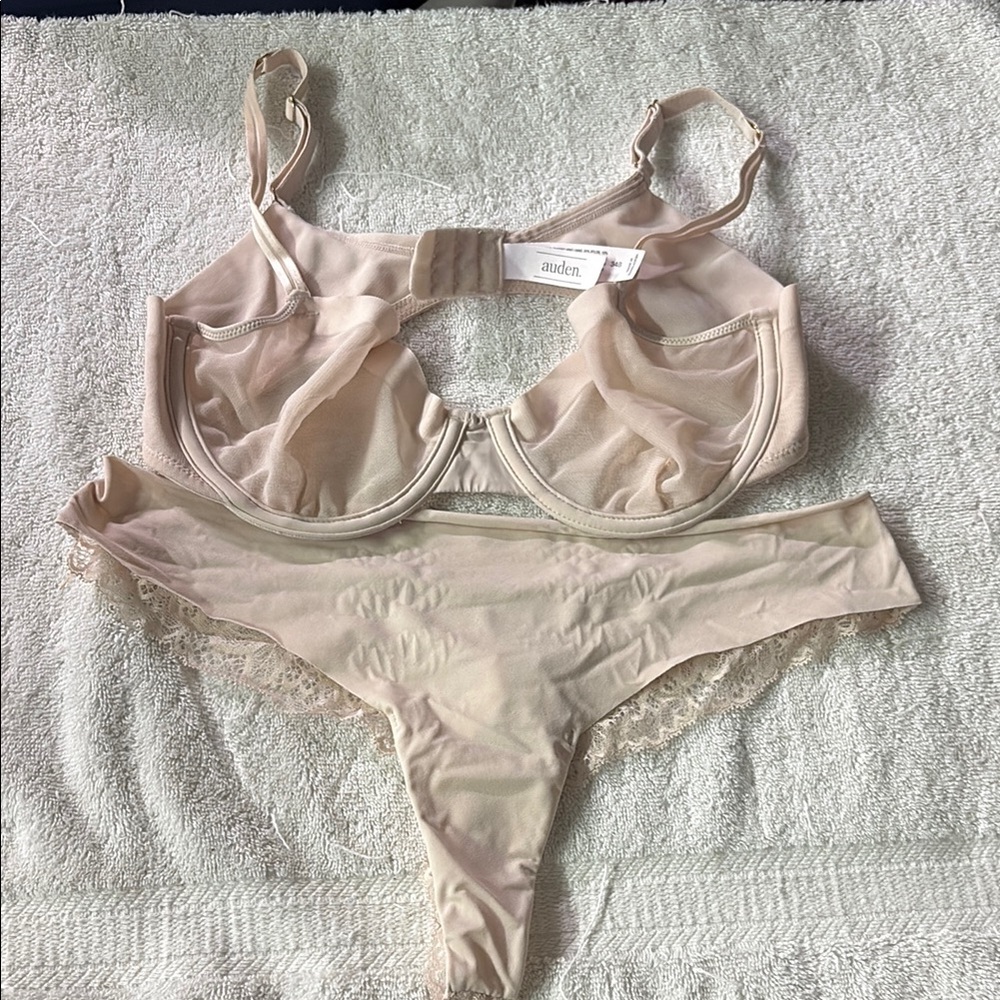 Auden Women's Soft Beige Bra Set